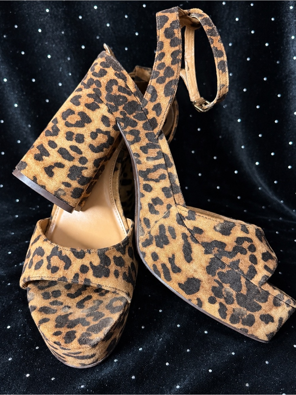 Dolce Vita Leopard Platform Block Heel Sandals